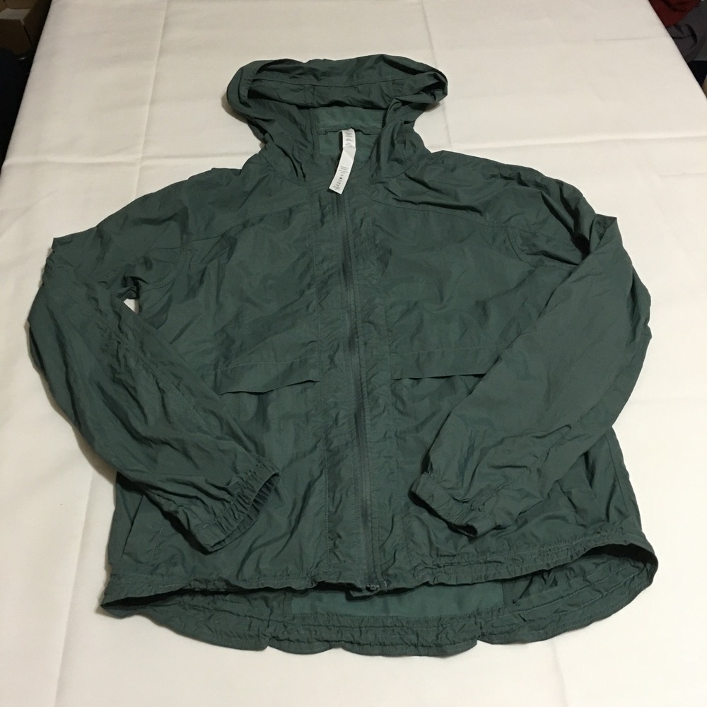 Lululemon Windbreaker Jacket Womens Size 4 Green Hooded Full Zip Lightweight